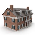 Large two story vintage Colonial style house on white. 3D illustration Royalty Free Stock Photo