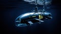 Large underwater bathyscaphe for exploring the depths of the sea. Used to study the environmental situation on the