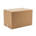 Large, unopened, brown cardboard box on white background Royalty Free Stock Photo