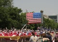 Large USA Flag Balloon and People at Indy 500 Parade