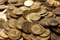 A large variety of Russian five-kopeck coins. Close up Royalty Free Stock Photo