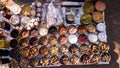 A large variety of spices on sale at a roadside pavement stall in the city of Kolkata