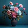 Bold And Chromatic Aster Arrangement With 3d Effect Royalty Free Stock Photo