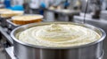 Large vat of churned butter in a factory setting. Royalty Free Stock Photo