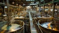 Large vats and machines hum noisily as they mix and process ingredients Royalty Free Stock Photo