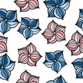 Large vector flower petals on a white background. Flowers seamless pattern.