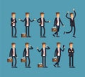 Large vector set of businessman character poses Royalty Free Stock Photo
