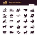 A large vector set of 25 farm and farm animal icons that are great for illustrations Royalty Free Stock Photo