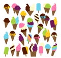 Large Vector Set of Ice Cream and Ice Cream Cones