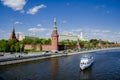 Large view of Kremlin Palace and Moscow river, view from the bridge