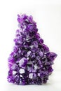 Large violet amethyst semiprecious crystal close up