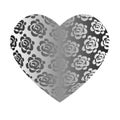 Large volume grey heart with roses