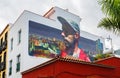 Large wall art of man with baseball hat on building in Puerto de la Cruz, Tenerife, Spain