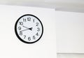 Large wall clock with white face and black border