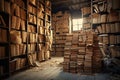 Folders and account books collect dust in large cabinets. Royalty Free Stock Photo