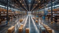Large warehouse full of shelves with boxes Royalty Free Stock Photo