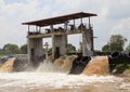 Large water pipe pump flood water and drain Royalty Free Stock Photo