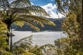 Large water reservoir dam in New Zealand