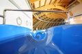 Large water slides in indoor aquapark