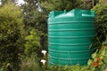 Large water storage tank in a garden