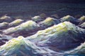 Large water waves illustration art background