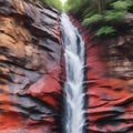 Large waterfall with forest and water running down over the rocks Royalty Free Stock Photo