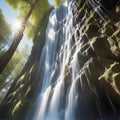 Large waterfall with forest and water running down over the rocks Royalty Free Stock Photo