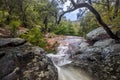 a large waterfall next to a rock in patonga