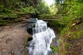 A large waterfall over some water el fin del mundo