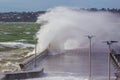 Large wave breaking over Mornington Pier