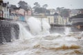 Large Waves Breaking Against Sea Wall At Dawlish In Devon Royalty Free Stock Photo