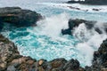 Large waves crash against the volcanic rock in La Palma Royalty Free Stock Photo