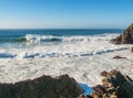 Large waves crashing into rugged coastline Royalty Free Stock Photo