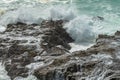 Large waves crush the coastline near Porto Covo, Portugal Royalty Free Stock Photo