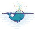 A large whale in the ocean gushes with coins Royalty Free Stock Photo