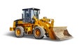 Large wheeled front loader or bulldozer on a white isolated background. construction machinery. Element for design. Transportation