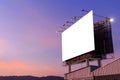 Large white advertising billboard on top of the building and sky Royalty Free Stock Photo