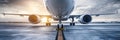 Large white airplane ready for takeoff on tarmac