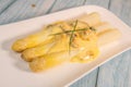 Large white asparagus and shell mousseline recipe