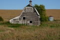 Large white barn sitting along side a corn field Royalty Free Stock Photo