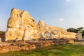 Large white buddha lying at Wat Lokayasutharam Temple in Buddhist temple Is a temple built in ancient times at Ayutthaya Royalty Free Stock Photo