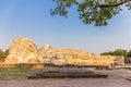 Large white buddha lying at Wat Lokayasutharam Temple in Buddhist temple Is a temple built in ancient times at Ayutthaya Royalty Free Stock Photo