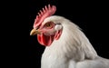 large white chicken with a red crest on a black background Royalty Free Stock Photo