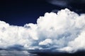 Large white clouds on a dark blue sky above Chomutov Royalty Free Stock Photo