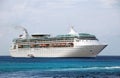 Large white cruise ship near island Royalty Free Stock Photo