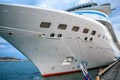 A large white cruise ship stands in the port on the pier Royalty Free Stock Photo