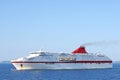 Large white cruiser sailing on Ionian sea