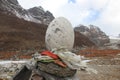 A large white egg-shaped stone in the Himalayan mountains Royalty Free Stock Photo