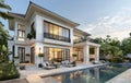 Large White House With Front Pool Royalty Free Stock Photo