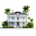 3d Illustration Of Victorian Colonial Home With Palm Trees Royalty Free Stock Photo